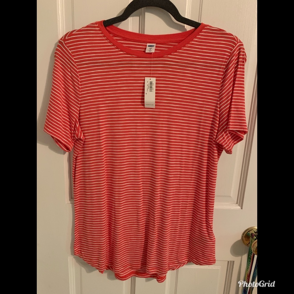 NWT small Old Navy red striped short sleeve shirt